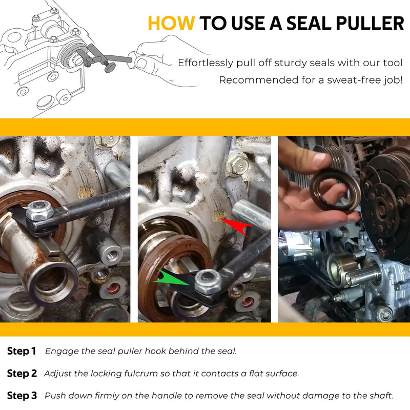 Shaft Type Seal Puller, Universal Seal Removal Tool for Camshaft and Crankshaft Seals with Adjustable Locking Fulcrum