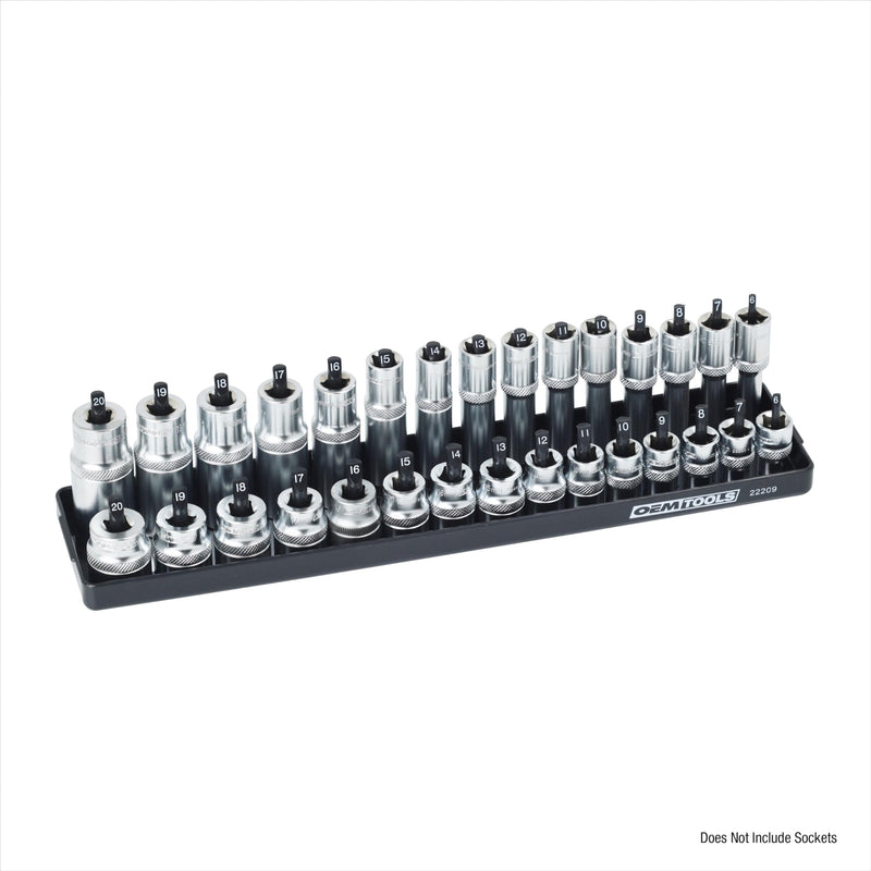 OEMTOOLS 22209 Metric 3/8 Inch Drive Socket Tray Organizer, Black 3/8" Metric