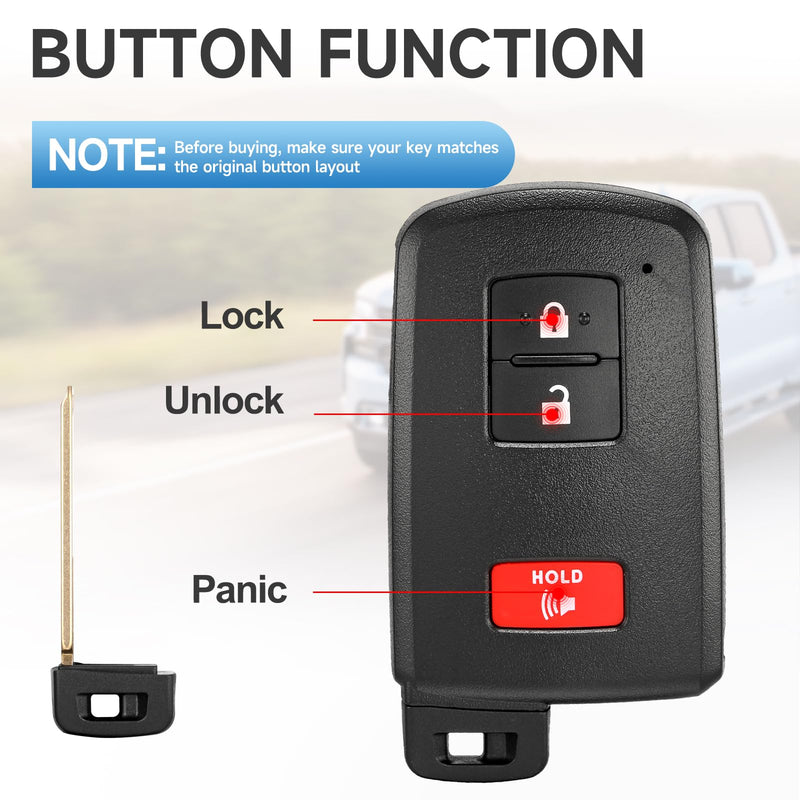 Smart Key Fob Replacement Remote fits for Toyota Tacoma 2015 2016 2017 2018 2019 2020 2021 2022 Tundra 2019-2021 4-Runner 2020-2021 Sequoia 2022 Car Keyless Entry Remote 315Mhz HYQ14FBB 231451-0010