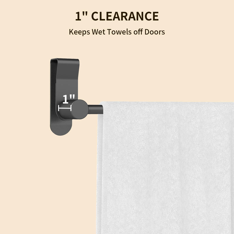 YUMORE 12" Over the Cabinet Towel Holder for Wide Doors, 2-Pack Matte Black Dish Towel Rack for Kitchen & Bathroom