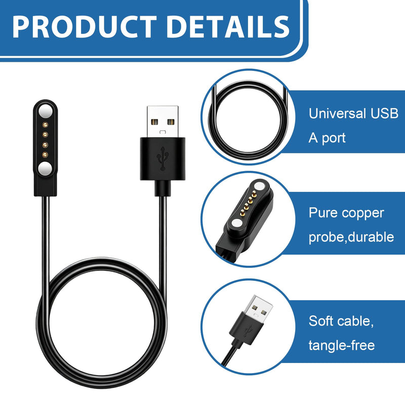 2 Pack Charger Cable for PLAUD Note and Note Pro AI Voice Recorder, Magnetic USB-A to Charging Cord Replacement Compatible with Plaid Recorder, Fast Charging Sync Cable 3.3FT/1M Accessories
