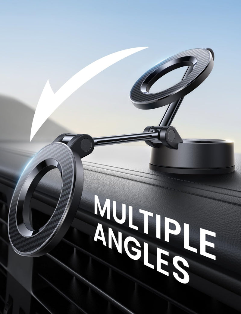 Lamicall for Magsafe Car Mount [70LBS Powerful Suction] Magnetic Phone Holder for Car, 360° Rotation Suction Cup Phone Mount Dashboard & Windshield for Truck fit iPhone 17 16 Pro Max Plus 15 14 13 12 🥇NEW Upgraded - Carbon Fiber