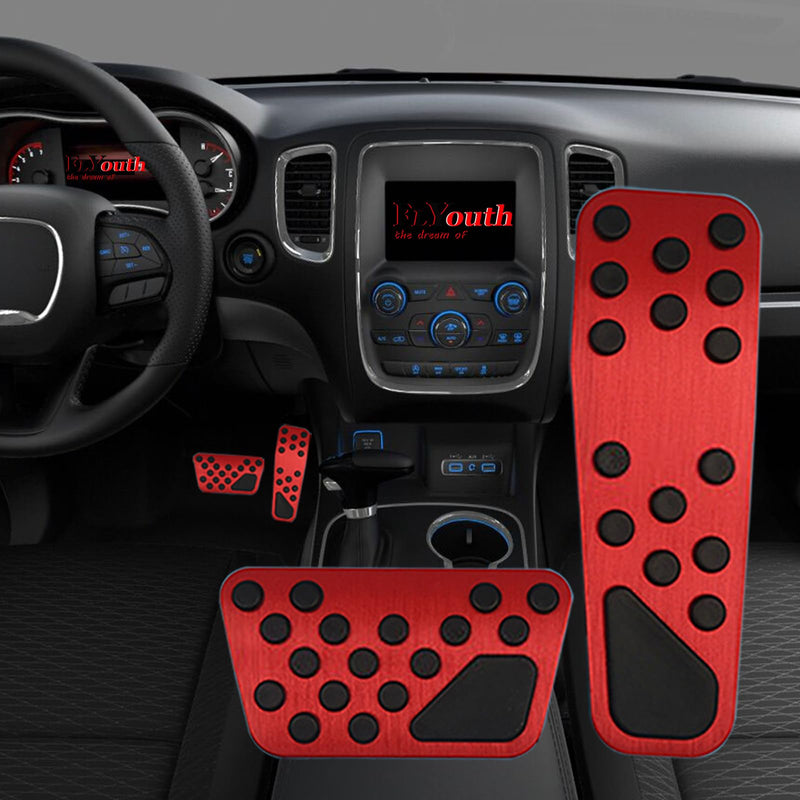 Aluminum Alloy Pedal Cover for Dodge Challenger 2008-2023 for Charger 2011-2023 for Chrysler 300 300C 2009-2019 No Drilling Aluminum Brake and Accelerator Pedal Covers (Red) Red