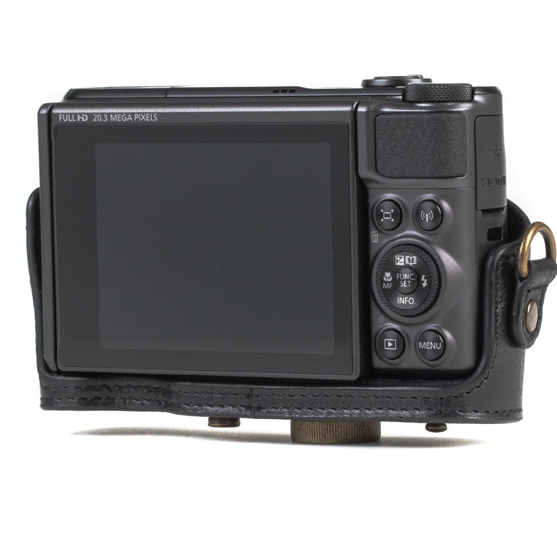 MegaGear MG1176 Canon PowerShot SX740 HS, SX730 HS Ever Ready Genuine Leather Camera Case with Strap - Black One Size