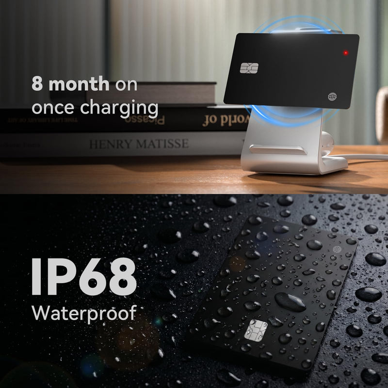 eirix 2 Pack Wallet Tracker Card (iOS and Android) Ultra Slim 0.07in IP68 Waterproof Rechargeable Work with Apple Find My & Google Find Hub, Item Locator for Card Holder,Passports,Money Clips