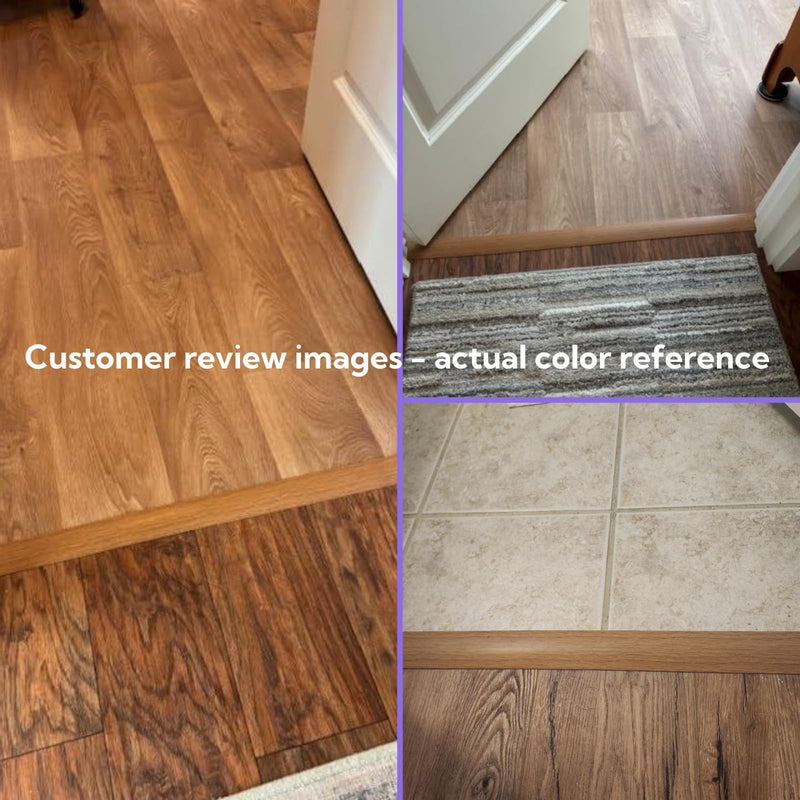 Vinyl Floor Transition Strip, Self Adhesive Floor Cover Strips PVC Laminate Threshold Strip Bar Flat Divider Strip for Floor Gaps, Doorways Threshold, Carpet, 2" Wide (Light Brown Wood Grain, 20Ft) Light Brown Wood Grain 1
