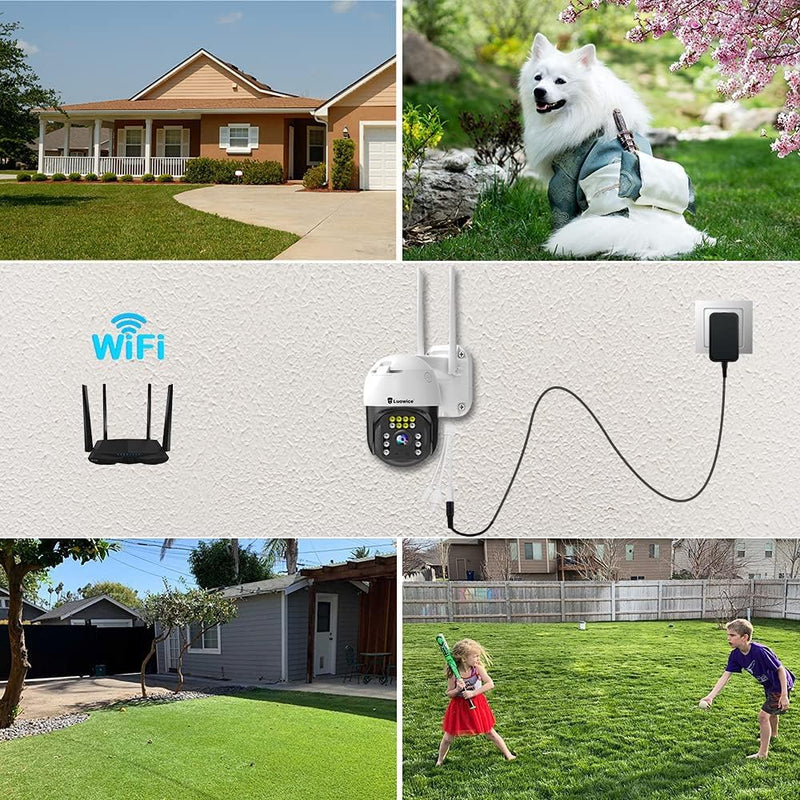 8MP PTZ Security Camera Outdoor FHD WiFi IP Camera with Humaniod Detection, Auto Tracking, Color Night Vision, Pan and Tilt, Two Way Talk, Floodlight and Siren, Waterproof 8MP