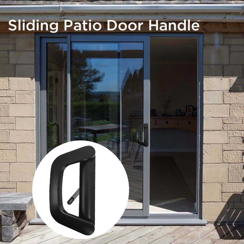 Sliding Patio Door Handle with Mortise Lock and Keys, Key Cylinder and Keeper, 4-15/16" Hole Spacing, Reversible Design(Non-Handed), 4 15/16 Glass Door Replacement Handle Lock, Need to Drill (Black) Black