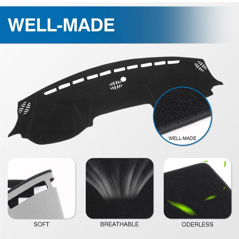 KUST Car Dash Cover for Dodge RAM 1500 2500 3500 2019-2024 2025 2026 Non-Slip Interior for Dodge RAM Accessories Center Console Dash Cover Custom Fit Dash Mat Sunshade Windshield Glare Black Dash Cover for Dodge RAM 1500 2019-2026