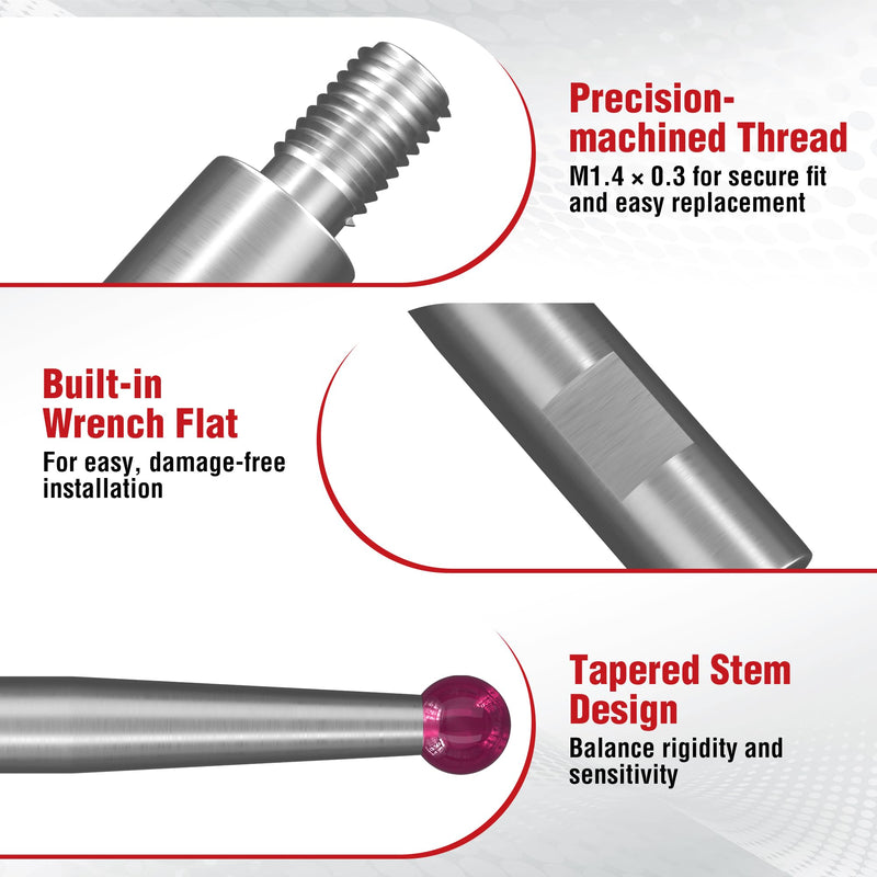 TESA Brown & Sharpe 599-7030-80R Ruby Tip Contact Point for Bestest Dial Test Indicator, 0.080" Tip Diameter x 1/2" Length, M1.4 x 0.03 Thread