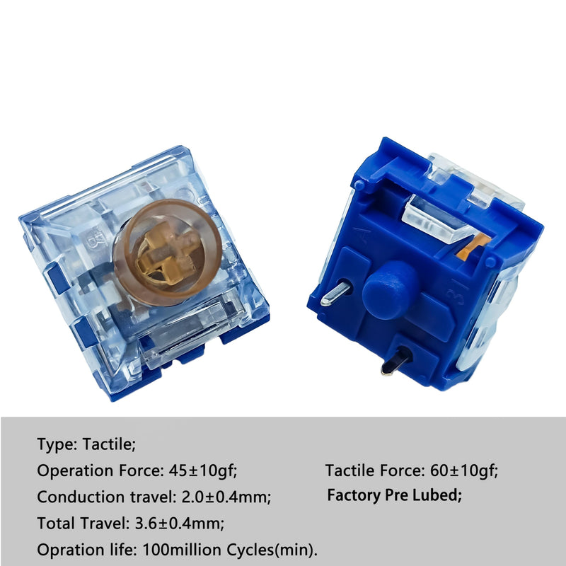 Silent Tactile Switches,Kailh Box Deep-Sea Silent Whale Switches for Mechanical Keyboard,3-Pin 45gf Tactile/Dustproof/Long Life Switches（Silent Whale,36Pcs） 36pcs