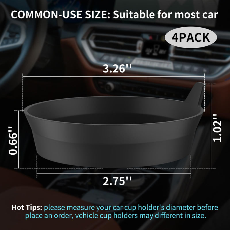 ME.FAN Car Cup Coasters [4 Pack] Silicone Cars Coasters - Universal Non-Slip Recessed Interior Accessories - Cup Holder Inserts Black 4pack-black