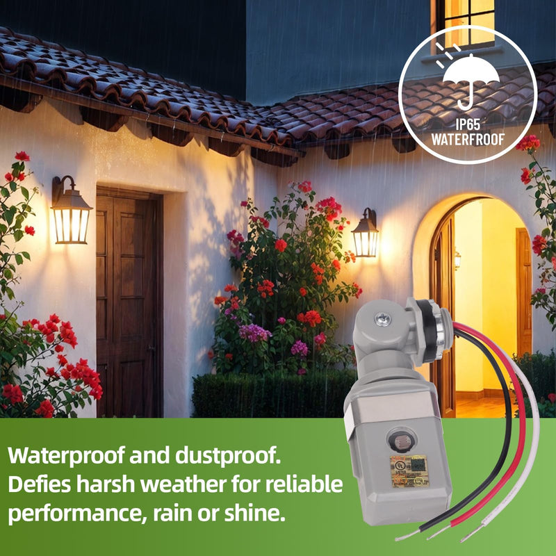 2 Pack Dusk to Dawn & Day Night Sensor, Wide Voltage 120-277VAC, 50/60 Hz, IP65 Waterproof, Swivel Mount Photocell for Yard/Parking Lot/Street