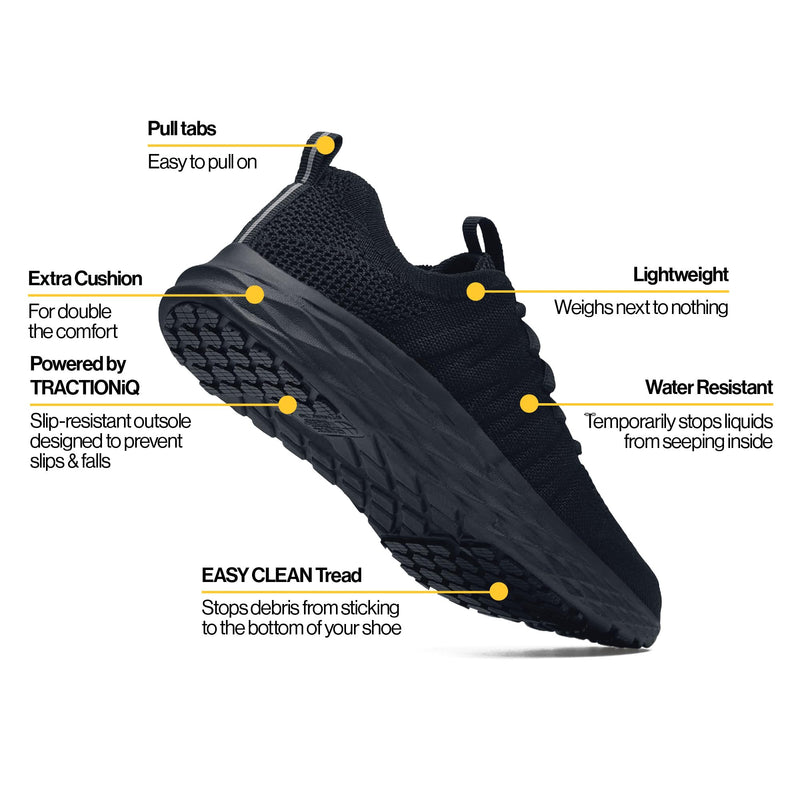 Shoes for Crews Women's Slip-Resistant Work Sneakers – Comfortable, Non-Slip Work Shoes for Women in Food Service, Healthcare, Hospitality - Everlight 7.5 Black
