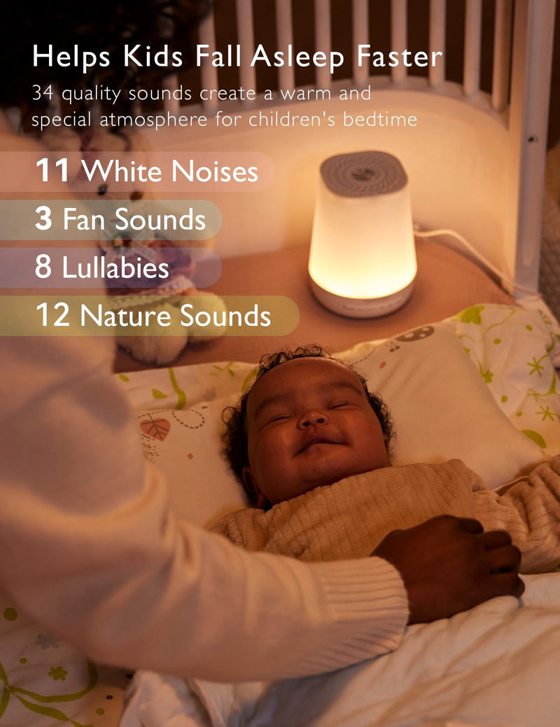 Baby Sound Machine, Momcozy White Noise Machine for Baby Sleeping with Night Light, Toddler Sleep Trainer 34 Soothing Sleep Sounds, Timer, App Remote Control, Personal Sleep Routine Alarm Clock(Blue) Blue