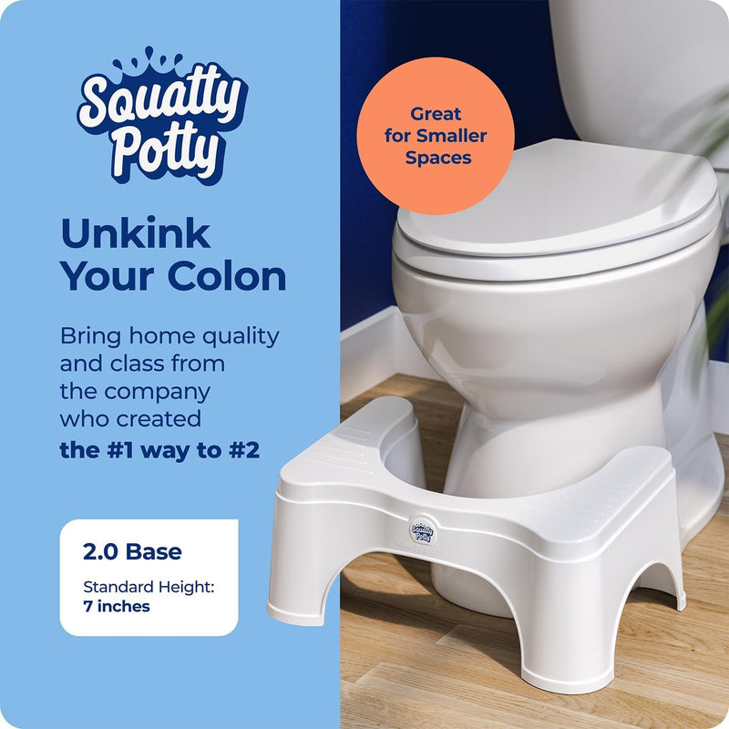Squatty Potty Original Toilet Stool 2.0 Base 7", White, 1 Count 7 Inch (Pack of 1)