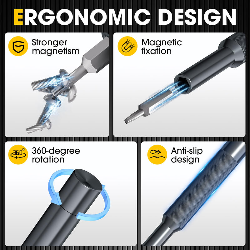 52-in-1 Precision Screwdriver Set, 47 S2 Steel Bits, Security Torx Hex Pentalobe Tri-Wing, Magnetic Mat & Magnetic Ring, Mini Electronics Repair Tool Kit with Tweezers & Pry Tool