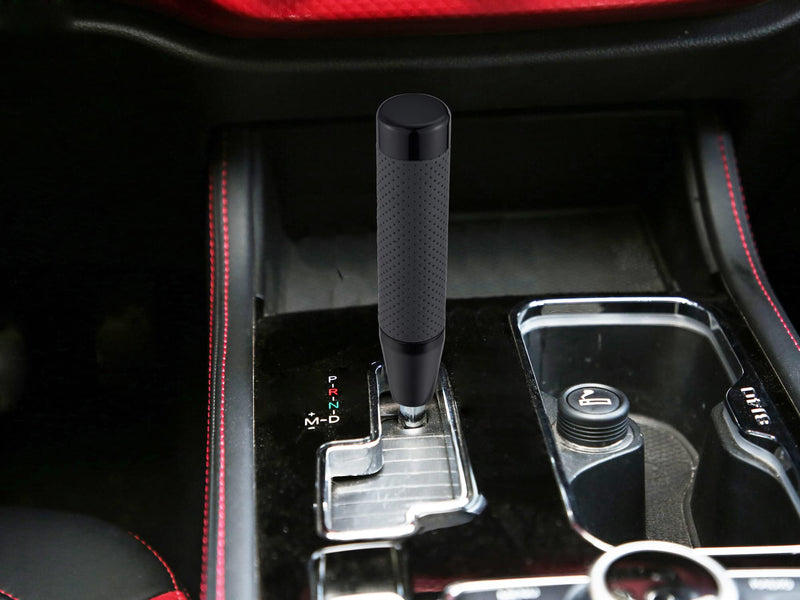 Abfer Weighted Shift Knob Long Stick Gear Shifter Lever Leather Shift Knobs with Adapter for Most Automatic Manual Vehicle Trucks, Black black-1