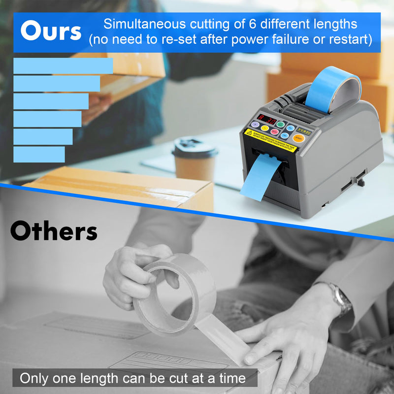 Ribbon Cutting Machine, Semi-Automatic Tape Dispenser, 6-60mm Width, 5-999mm Length, Ideal for Shipping, Schools, Restaurants, Business & Home