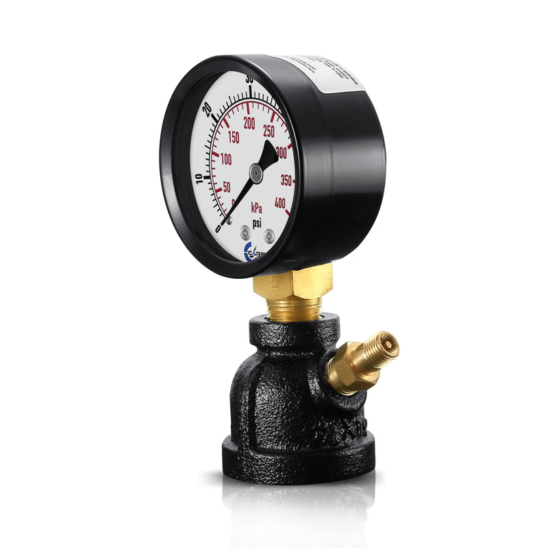 Gas Test Pressure Gauge, 1” FNPT Connection, Brass Valve, Chrome Plated Steel Body Assembly. (Steel Black, 1" FNPT 0-30 psi) Steel Black