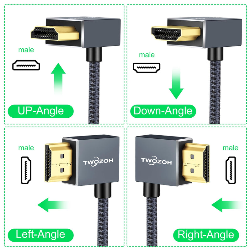Twozoh HDMI Extension Cable 1.6FT, 90 Degree Right Angle Male to Female Cord, HDMI 2.0 Cable Adapter Support 4K@60Hz 3D HDR Right Angled 90° 1.6 FT