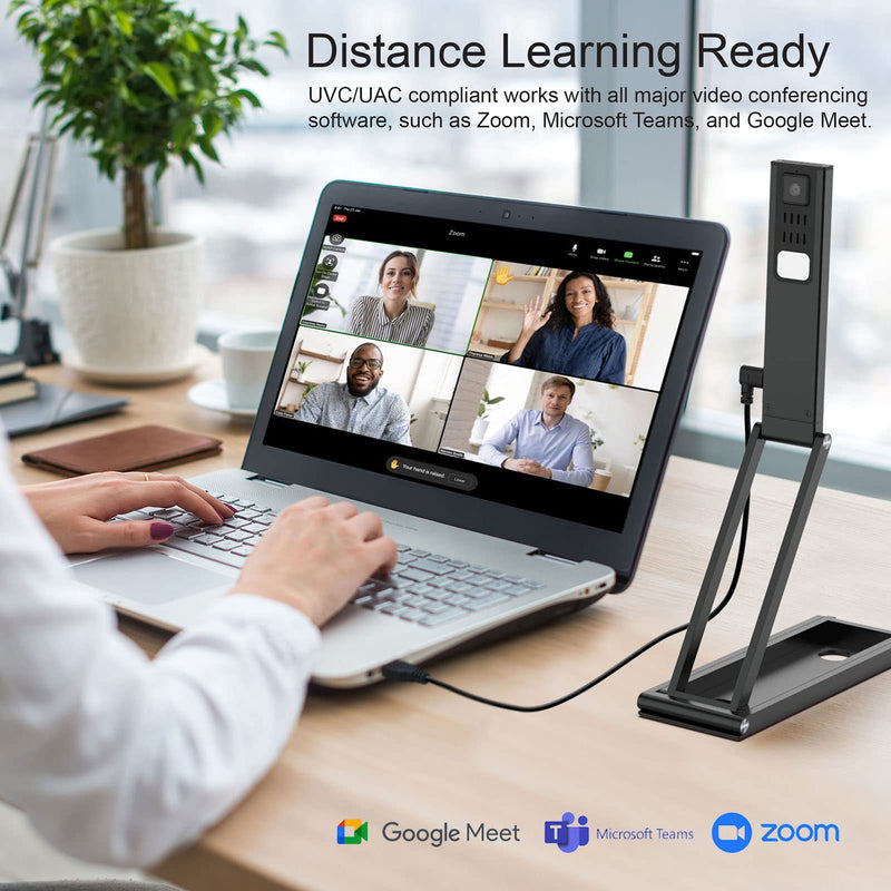 VIISAN Document Camera 13MP 4K with AF Lens, Foldable Webcam for Teachers Classroom, Built-in Mic & LED Light, Portable Overhead Cam for PC Mac, Web Conferencing Visualizer for Teaching P4U-A
