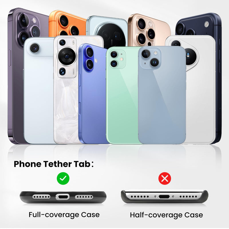 Phone Tether Tab, 360° Rotating Phone Lanyard Tab, 3 Pack, Sliver | Metal Cell phone Lanyard Patch Strap Adapter, Ultra-thin Tether Tab Compatible for iPhone Android Smartphones Sliver*3