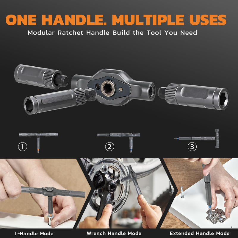 Magnetic Screwdriver Set, 42-in-1 Multi-Bit Ratcheting T-Handle Screwdriver with Storage Case, Repair Tool Kit for Computer, Eyeglasses, Watch, Bicycle, Ring Doorbell, Furniture and DIY 42 IN 1