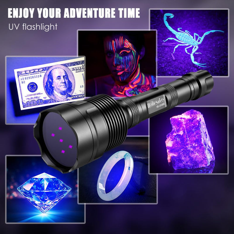 Black Light UV Flashlight, 5LEDs UV Light 50W Powerful Blacklight Torch Professional Grade Beam for Pet Urine Finding & Mineral, Antique Detection, Scorpion Search,Commercial Use (UV500_365nm) UV500_365nm