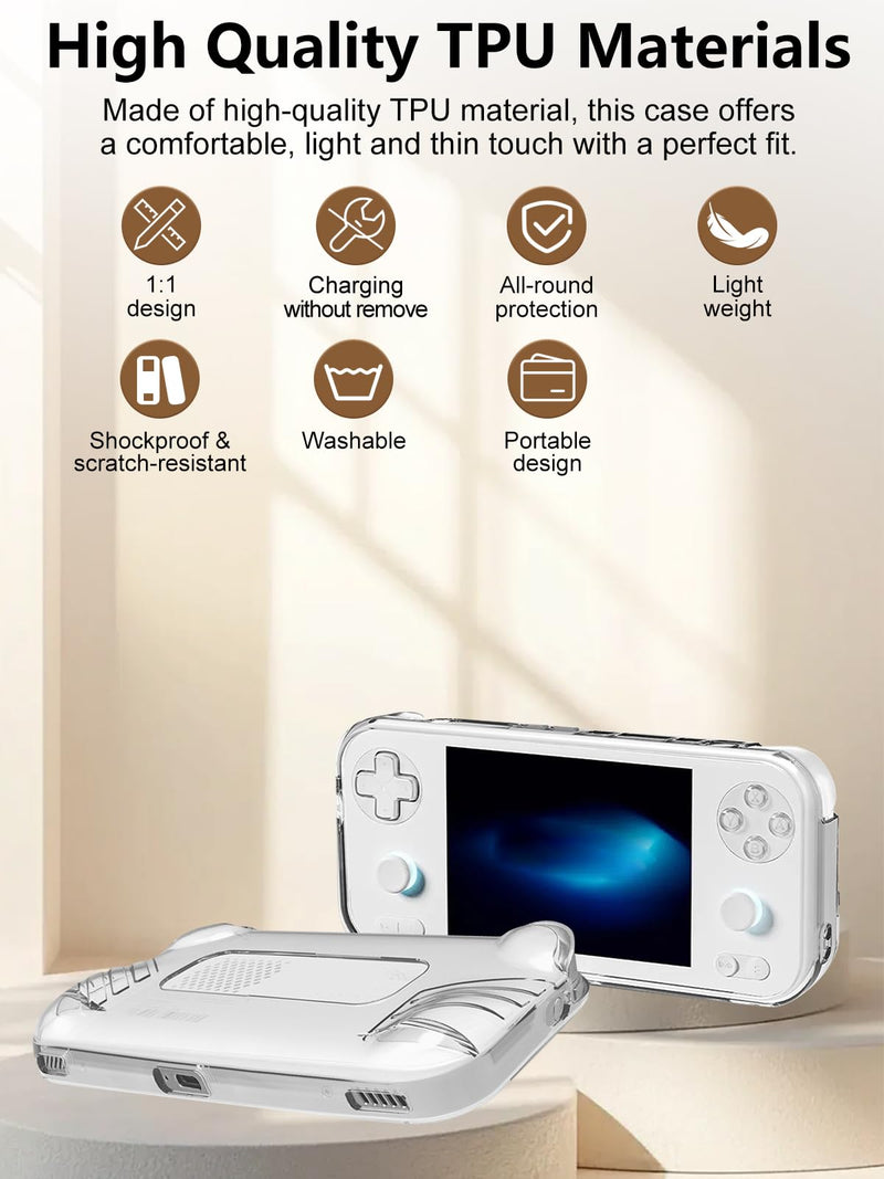 TPU Protective Case for AYANEO Pocket S mini Handheld Game Console, Full-Body Protective Cover with Precise Cutout, Shockproof Dustproof Protector Sleeve & Scratch-Resistant Sleeve (Clear) Clear