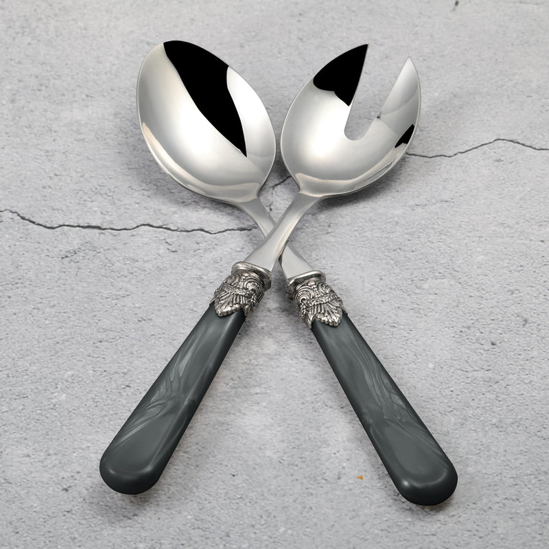 2-piece Salad Servers Stainless Steel Salad Serving Set Salad Fork and Spoon (Grey) Gray