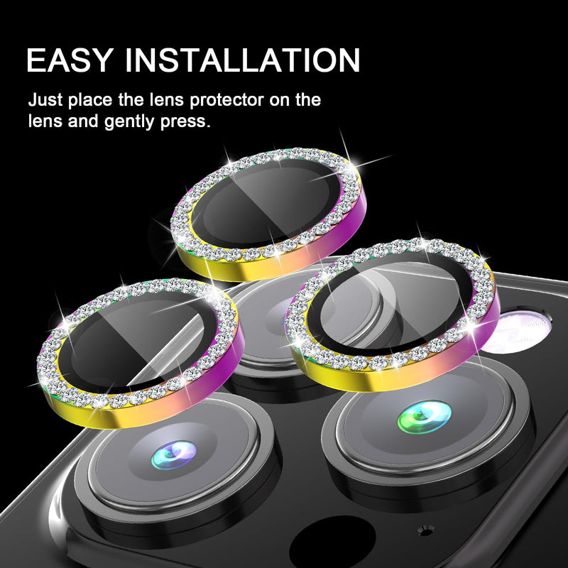 for iPhone 15 Pro / iPhone 15 Pro Max Camera Lens Protector, Premium HD Tempered Bling Diamond Screen Protector Metal Individual Ring for iPhone 15Pro Max (Silver) Silver