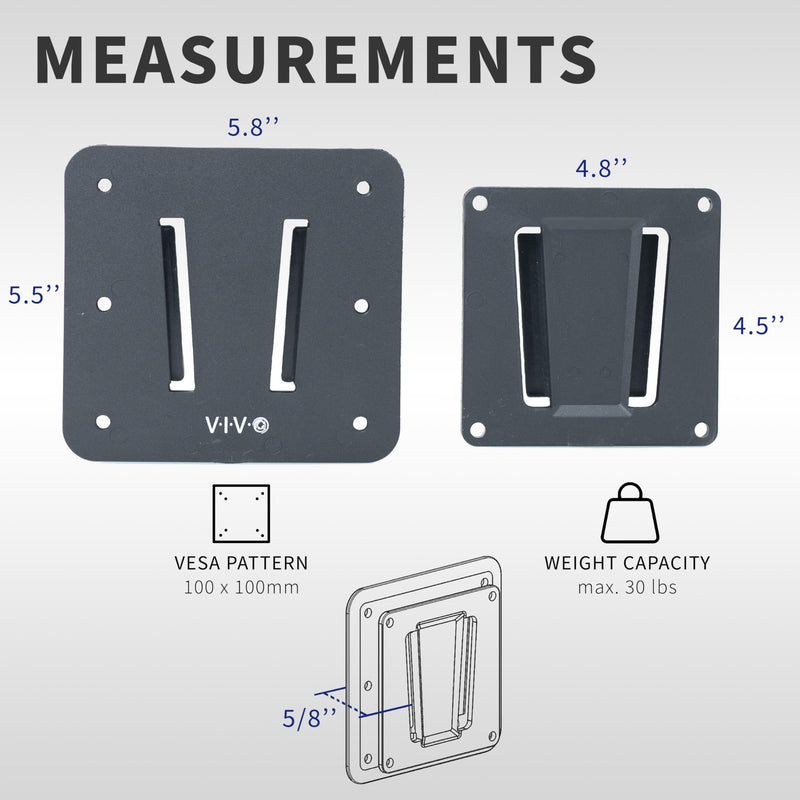 VIVO Anti-Rust Quick Release Plastic Polymer RV TV Mount Set for up to 43 inch Screens, VESA 100x100mm, Holds up to 30 lbs, includes 2 Wall Plates and 1 VESA Bracket, Black, MOUNT-VWRV1-3 Double Wall Plate