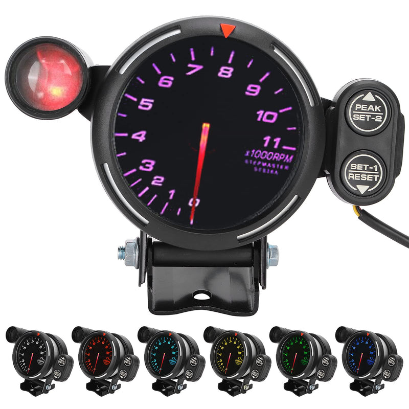 RPM Tacho Gauge,3.15in 80mm Car Tachometer RPM Gauge Meter 7 Color Highly Sensitive Automobile Instrument