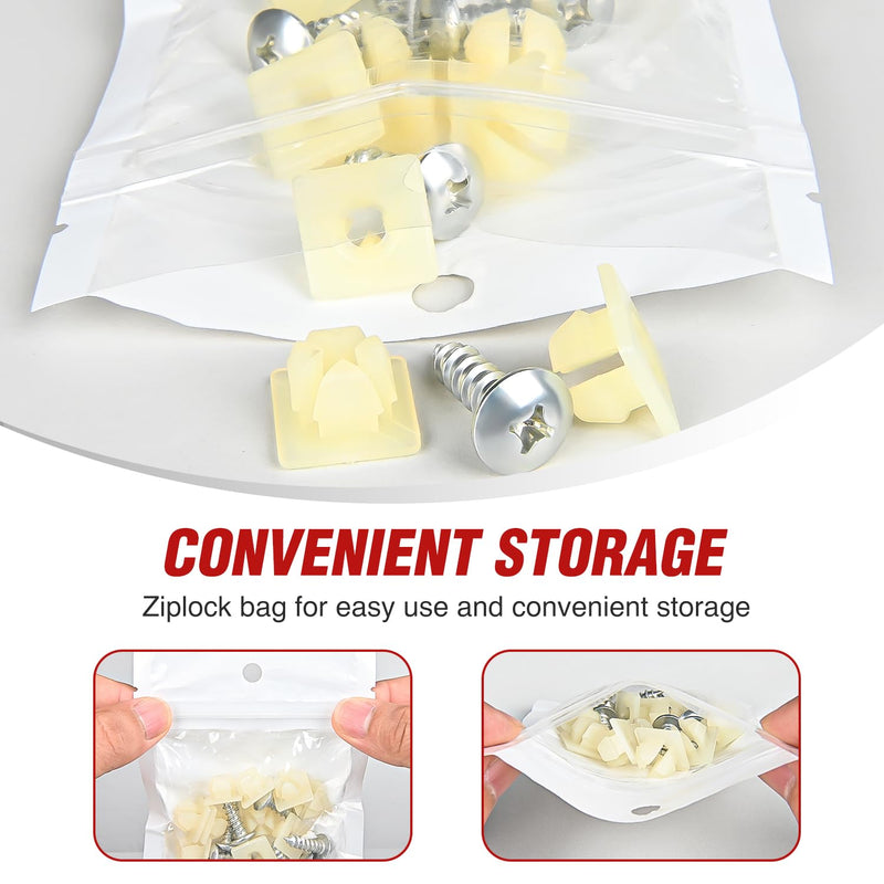 Nilight License Plate Screw Kit, Stainless Steel Screws with Nylon Nuts for Fastening Front and Back License Plates on Cars, SUVs, Trucks 3907444 15614745 4755299 (Set of 10) 10Set License Plate Screw Kit