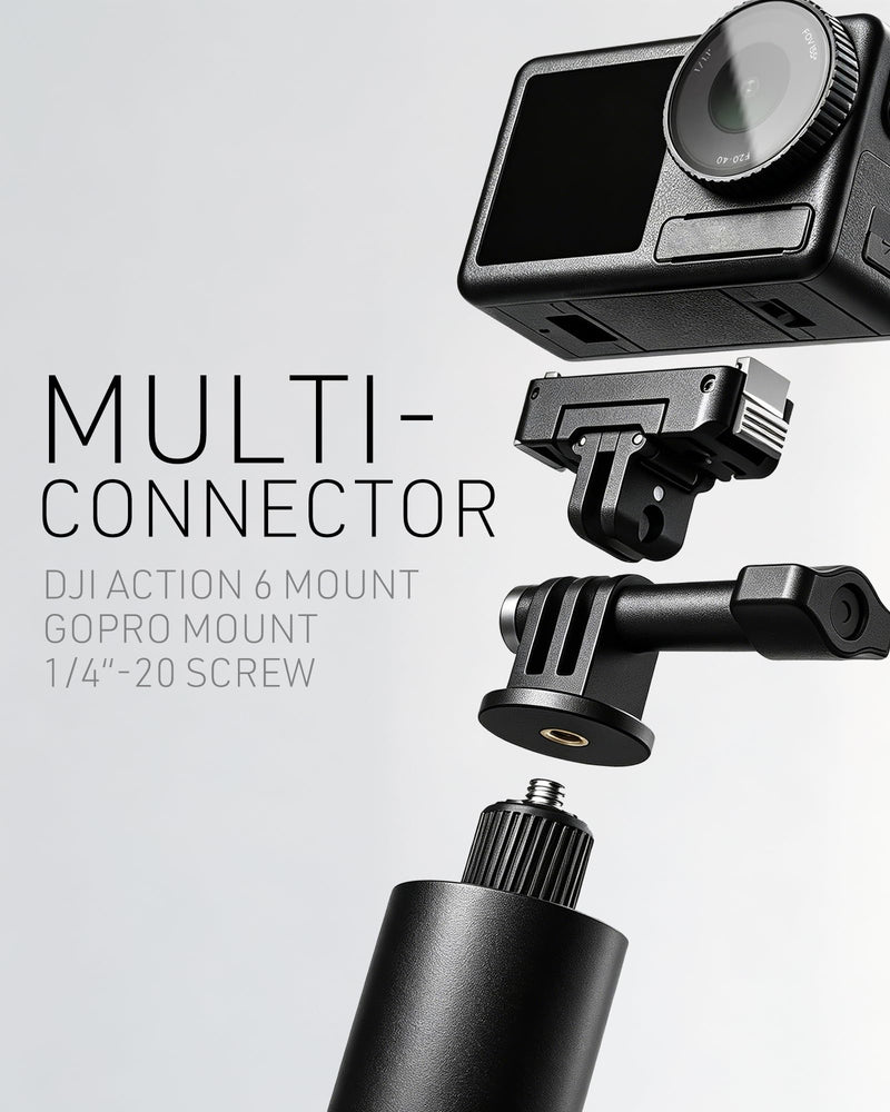 65'' Selfie Stick Tripod for DJI Osmo Action 6/Osmo Nano Accessories | Auto Pop-Open Tripod, Magnetic Quick-Release Adapter Mount 360° Adjustable | 2-in-1 Extended Rod | Portable for Travel Vlog