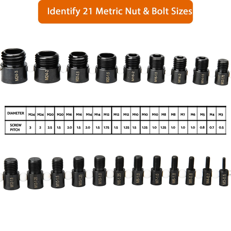 Thread Checker Nut and Bolt Thread Checker 45 Male Female Thread Gauges Thread Gauge Bolt Thread Identifier Bolt Size Finder Thread Checker Standard and Metric Bolt and Nut Identifier Gauge 24 Inch & 21 Metric-45 Thread Gauges