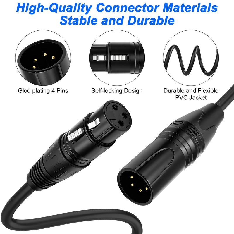 XMSJSIY 4 Pin XLR Male to Dual 3 Pin XLR Female Patch Y Splitter Balanced Microphone Audio Cable Cord for Stero Mic to L&R Audio Track -0.5M/1.6FT
