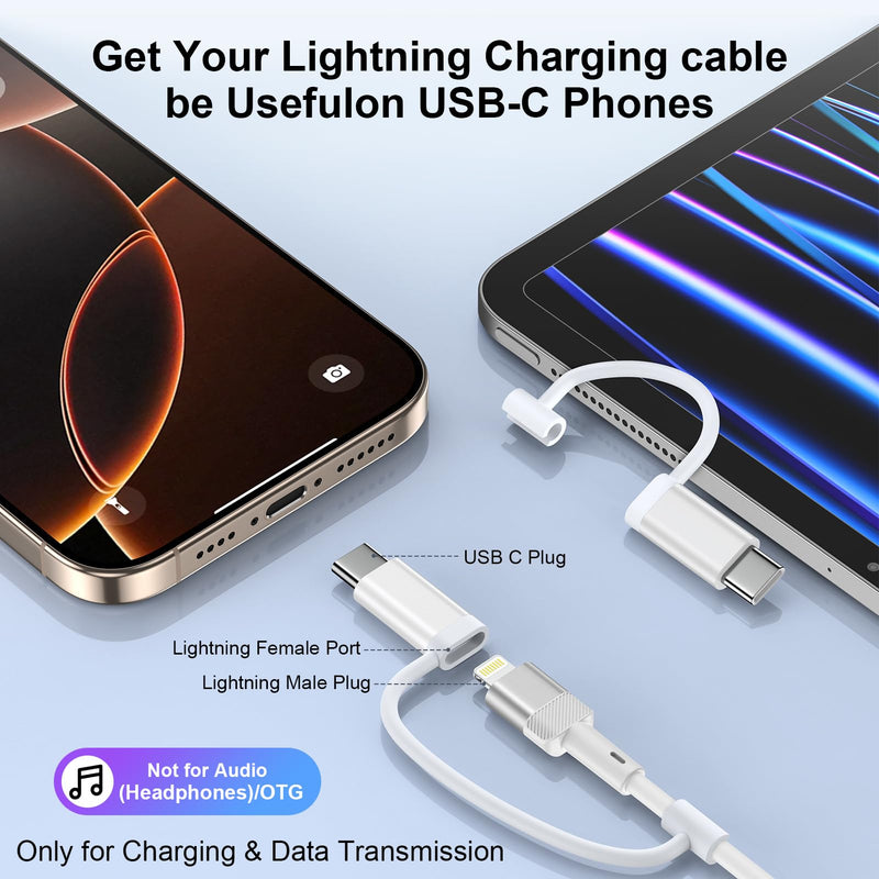 5 Pack [Apple MFi Certified] Lightning Female to USB C Male Adapter for 17e | iPhone 17e,Air,17 Pro,17 Pro Max,16,15,Lightning to USB C Adapter Fast Charging & Data Transfer,NOT for Headphone/Audio/OTG White