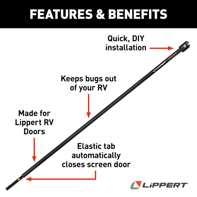 Lippert Screen Shot Automatic RV Screen Door Closer, 26", Compatible with Lippert Entry Doors Only, Easy DIY Installation, Hardware Included, 1-Year Warranty - 730813 26-inch