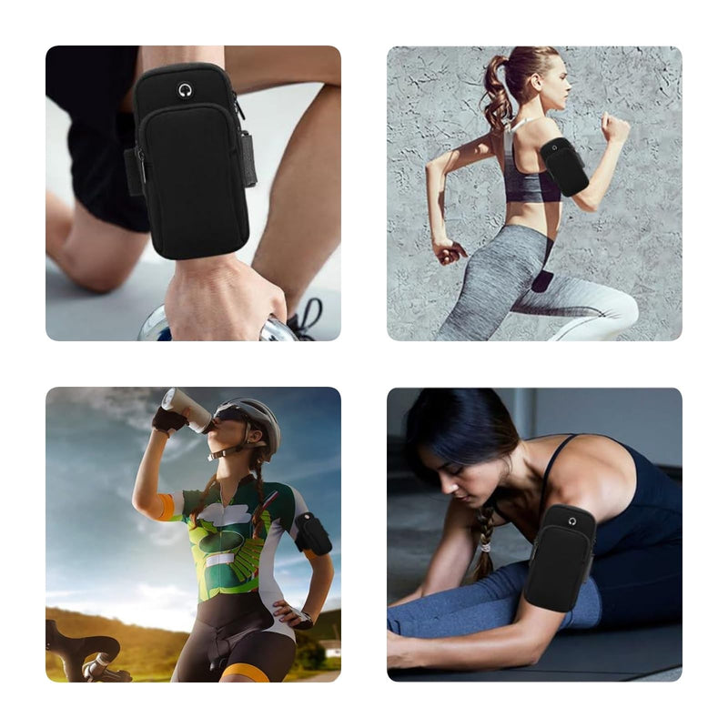 Arm Phone Holder for Running, Arm Pouch for Running Armband for Phone with Earphone Hole, Cell Phone Arm Band Fit Sport Gym Hiking B
