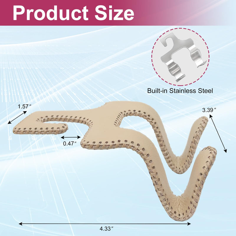 Upgraded Headrest Hooks for Car, 2 in 1 Back Seat Purse Holder Hook Genuine Leather Head Rest Hangers Vehicle Organizer Accessories for Hanging Grocery Bags, 1 Pack, Beige Style B - Beige 1 Pack