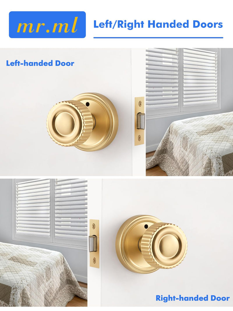 Brushed Gold Privacy Door knob, Interior Door Handle Gold Doorknob | Bedroom Bathroom Room, Aluminium Alloy Knob, 1 Pack Brushed Gold
