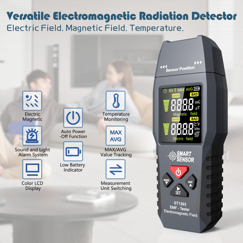 EMF Meter, Handheld LCD EMF Tester, Digital Electromagnetic Field Radiation Detector for Home, Office, Car, Electric Vehicle, Outdoor, Pregnancy Protection small