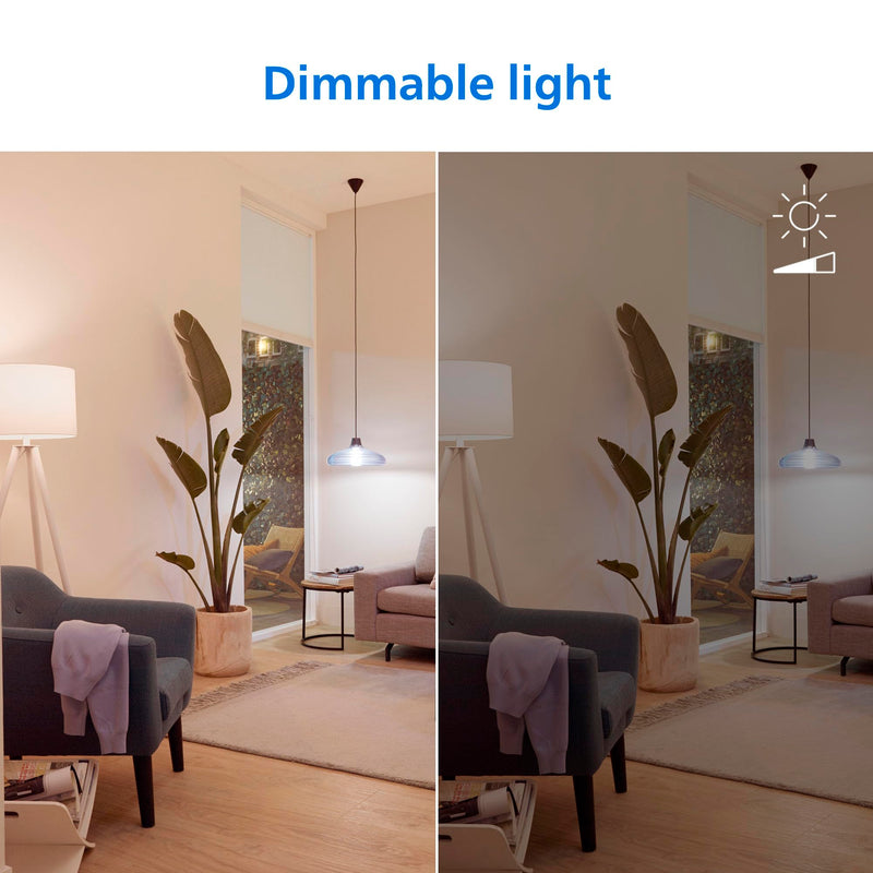PHILIPS Smart LED Full Color Light Bulb 4-Pack, A19 60W 800LM E26 Indoor, Sunset to Sunrise Automation + Motion Detection + Control with Voice or App, Matter Compatible 4-Pack (Singles)