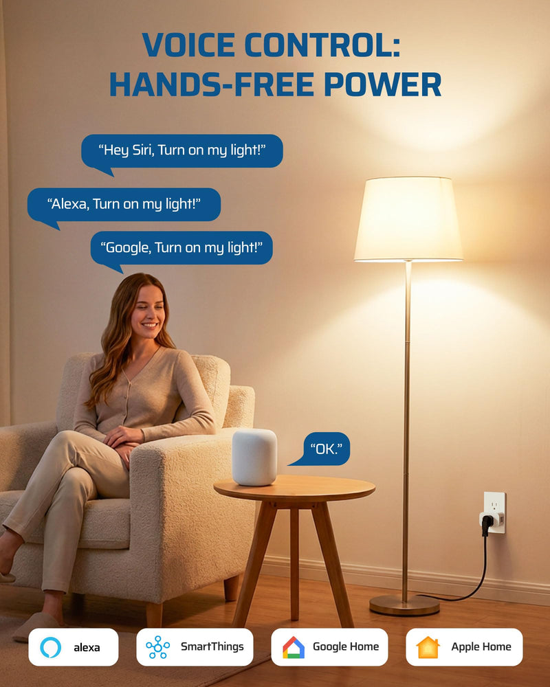 DEWENWILS Matter Smart Plug, Work with Alexa, Apple Home, Google, SmartThings, Outlet with Schedule and Timer, FFS Easy Setup, 100% Privacy 15A/1800W, APP Voice Control, 2.4G Wi-Fi Only, 2 Pack White Matter-4Pack
