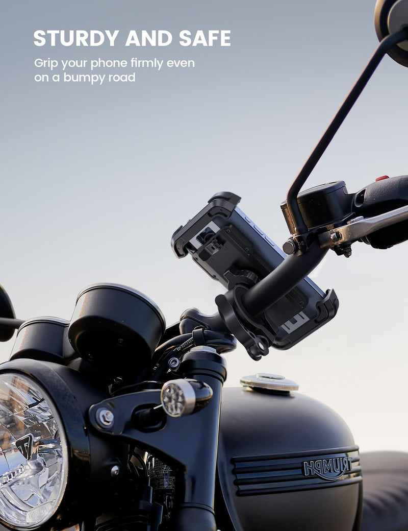 Lamicall Bike Phone Mount Holder - Motorcycle Phone Mount, Adjustable Cell Phone Holder, Bicycle Scooter Handlebar Cradle Clip for iPhone Air 17 Pro Max/ 16 Plus, 15 Plus, iPhone 14 and 4.7-6.8" Phone Black