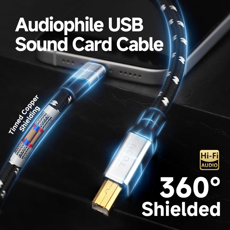 TODN Audiophiles USB Printer Cable Type C/USB C to USB 2.0 B High Speed Data Transfer DAC Cable (9.8ft/3m) 9.8ft/3m Type-C to USB B Pro