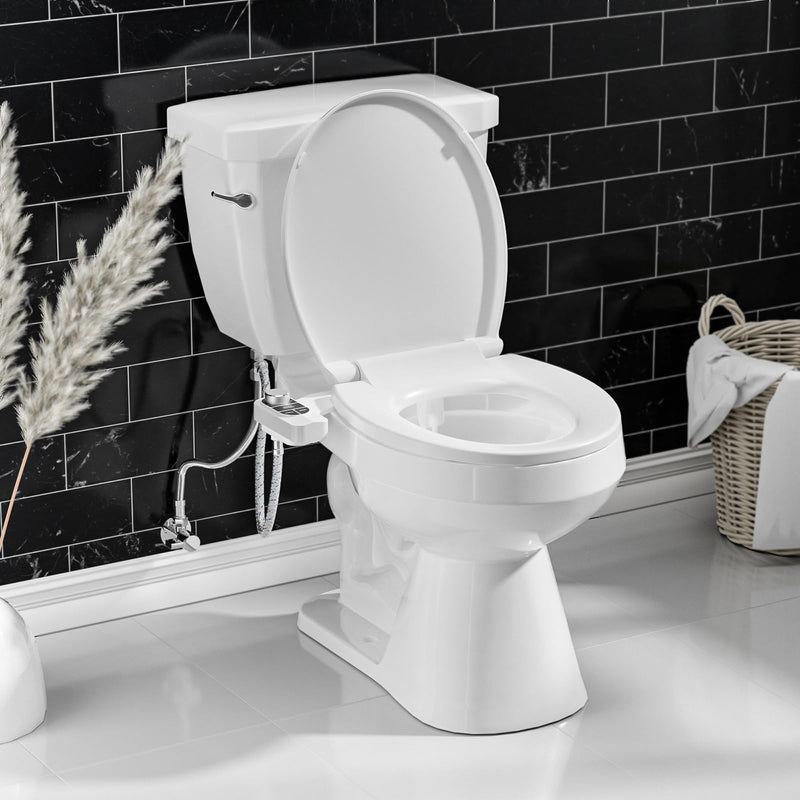 SAMODRA Non-Electric Bidet Attachment for Toilet – Self-Cleaning Dual Nozzle (Frontal & Rear Wash), Adjustable Water Pressure, Fits Most Toilets, Easy Installation (Classic Black/Silver) Classic Black/Silver