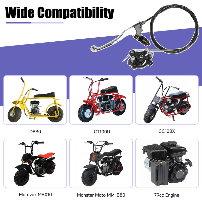 Mini Bike Brake Lever Cable Assembly Kit + Mini Bike Brake Caliper Replacement for Coleman CT100U CC100X Baja DB30 Motovox MBX10 MBX11 MMB80 MMB105 79cc 97cc 100cc Powersports Parts Black